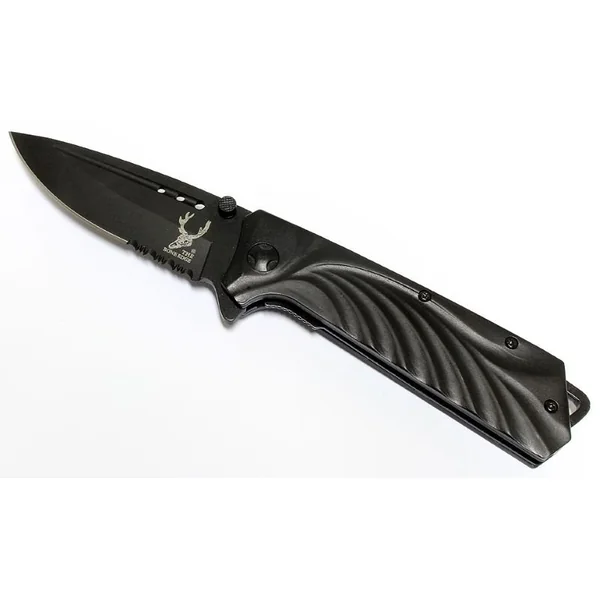 Black P/K Srtd Blade SS Handle Knife