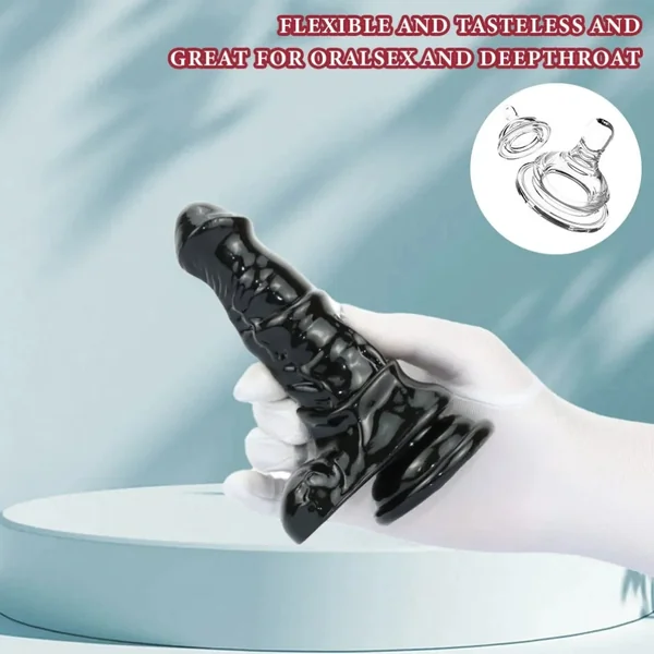 Black Silicone Realistic Horse Dildo – Compact and Convenient Insertion Vaginal Masturbation Toy