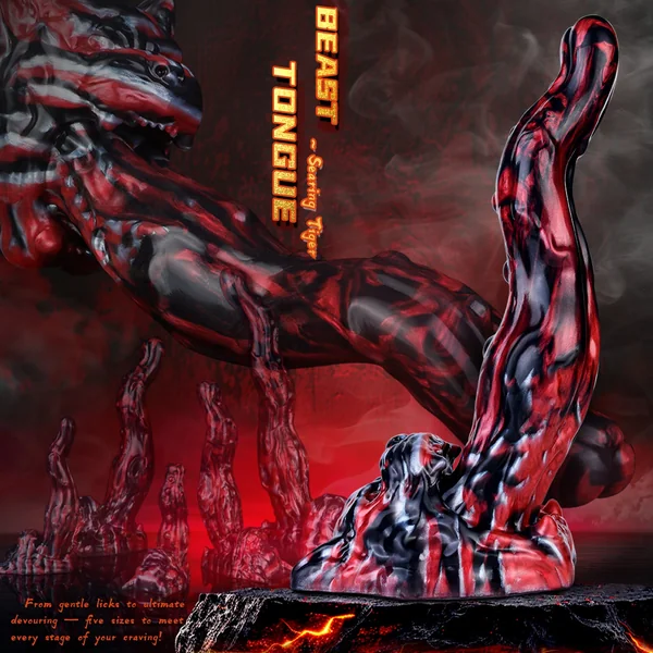 Black Tiger Monster Dildo Women Masturbating Sex Toys - Fantasy Silicone Pegging Sexual