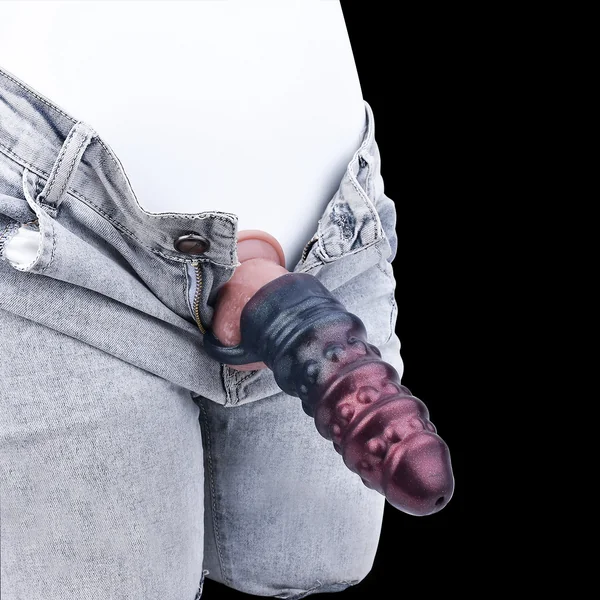 Black Warrior Cock Sleeve Sheath Extender - Stretchy Cockring Penissleeve Male Sex Toys