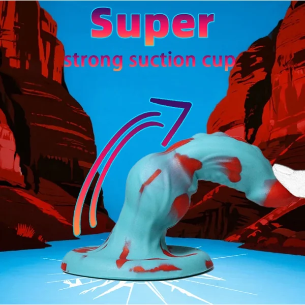 Blue and Red Silicone Fantasy Dog Dildo – Insertion for Vaginal Expansion and Stimulation