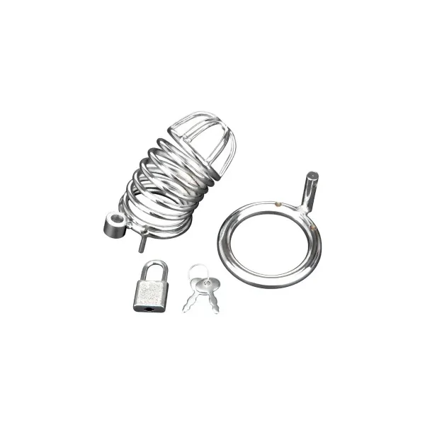 Blue Line Deluxe Chastity Cage, Silver