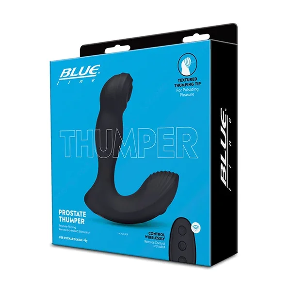 Blue Line Vibrating Prostate Thumper w/Remote – Black