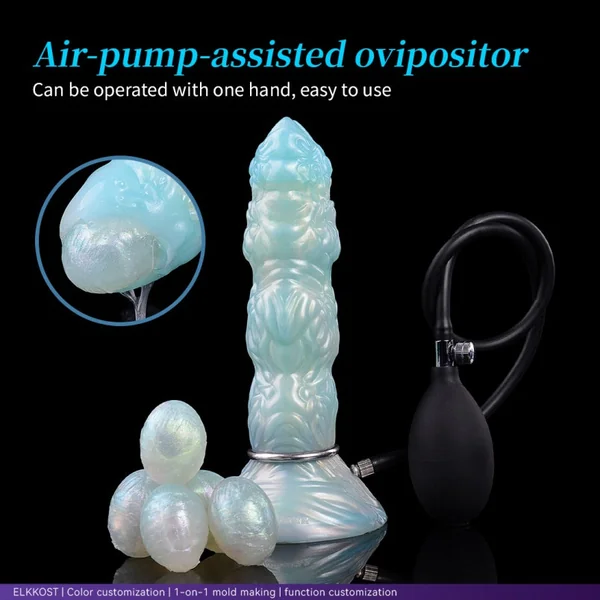 Blue Silicone Monster Dildo Ovipositor – Insertion-Based Female Vaginal Expansion Fantasy Stimulator