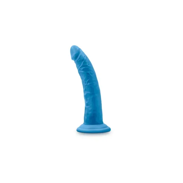 Blush Neo Elite Dual Density Silicone Dildo with Suction Cup, 7 Inch Insertable, 1.5 Inch Max Width, Neon Blue