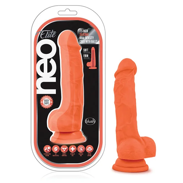 Blush Neo Elite Silicone Dual Density Cock W/balls