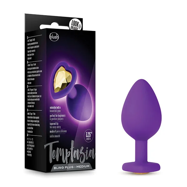 Blush Temptasia Bling Plug W-gem Medium - Purple
