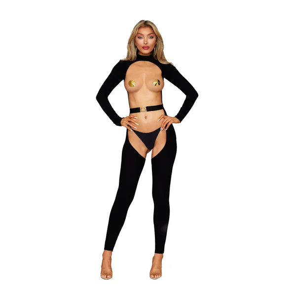 Bodystocking and Belt Dmnd - One Size - Black