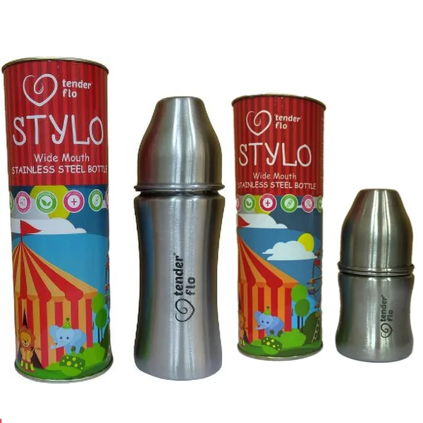 BONNE TENDER FLO STYLO WIDE MOUTH STAINLESS STEEL FEEDING BOTTLE
