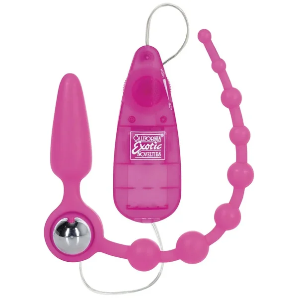 Booty Call Booty Double Dare Silicone Wired Remote Control Anal Probe With Beads Pink