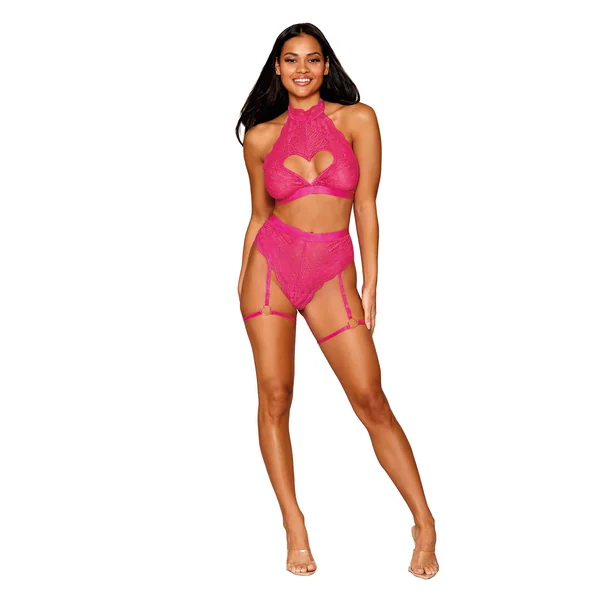 Bralette and Garter Panty - One Size - Peony