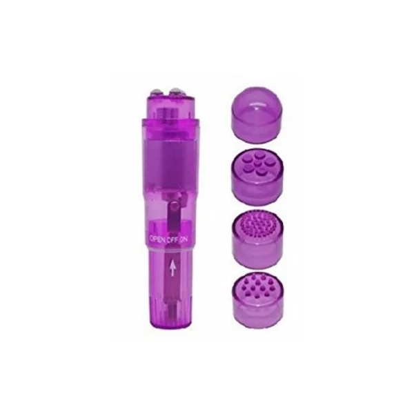 (BULK) CLOUD 9 NOVELTIES MINI MASSAGER POCKET ROCKET PURPLE W/ 4 ATTACHMENTS