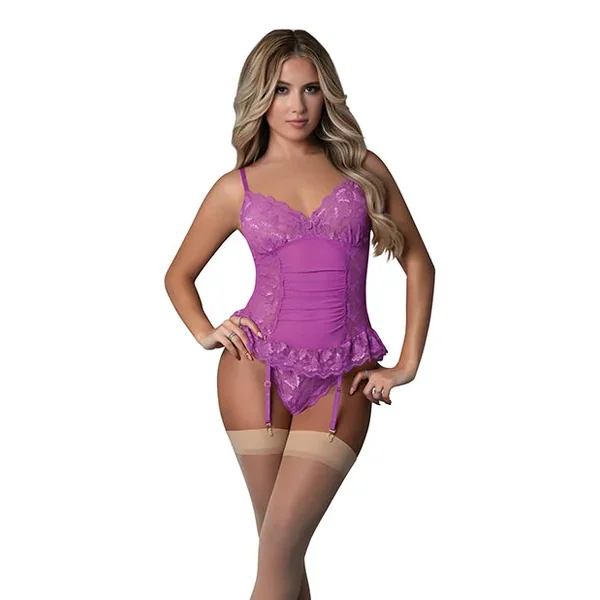 Butterfly Fantasies Gathered Corset w/Cheeky Panty & Attached Garters