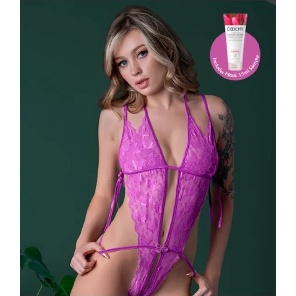 BUTTERFLY FANTASIES PEEK A BOO TEDDY PURPLE GLOW S/M