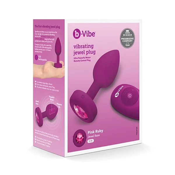 B-vibe Remote Control Vibrating Jewel Plug (s-m) - Fuschia