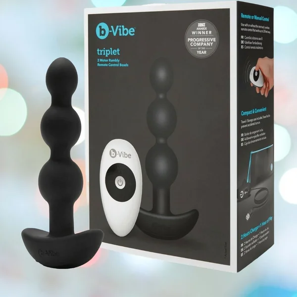 B-Vibe Triplet Beads VIbrating Anal Beads - Black