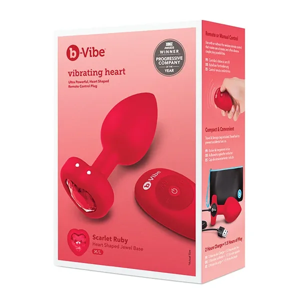 b-Vibe Vibrating Heart Plug M/L – Red