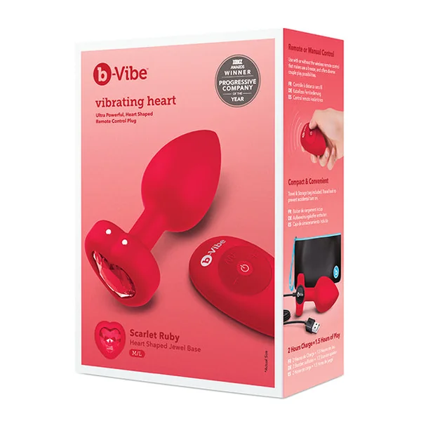 B-vibe Vibrating Heart Plug M-l - Red