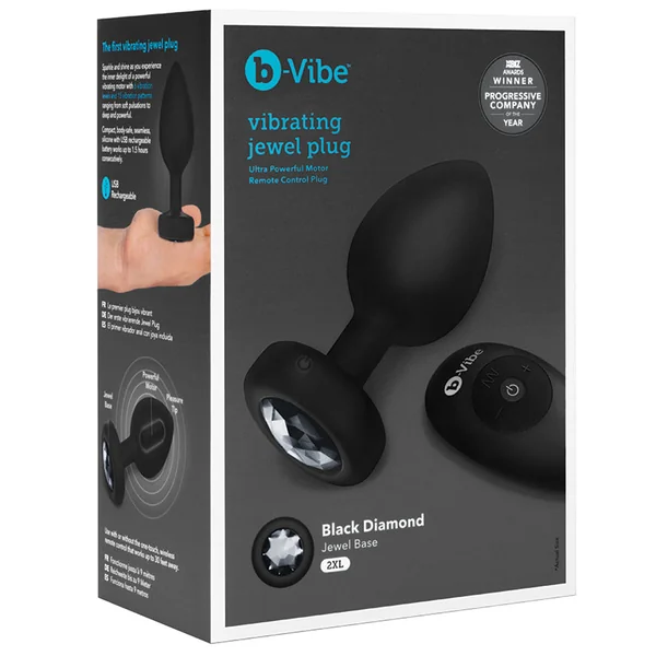 b-Vibe Vibrating Jewel Plug - Black 2XL