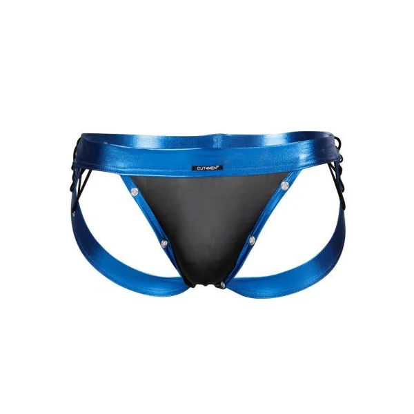 C4M Desire Jockstrap Blue Leatherette Extra Large