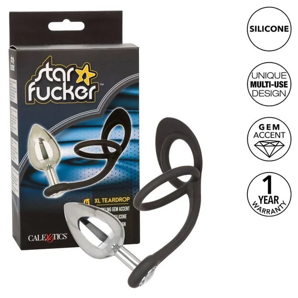 Calexotics star fucker XL teardrop plug anal metal sex toy silicone double enhancer