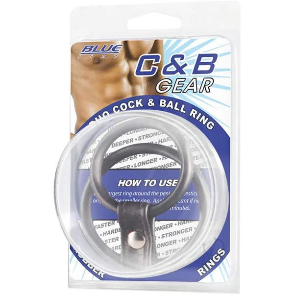 CandB Gear Duo Cock And Ball Ring Adjustable Penis Ring Black
