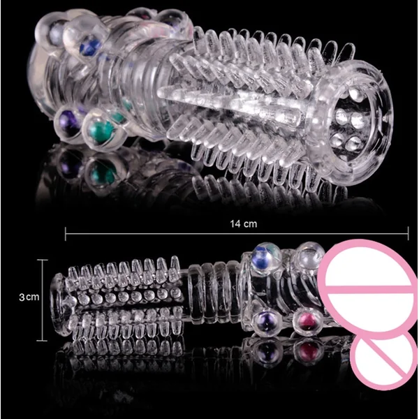 Candiway HOT Soft TPR Reusable Delay Dotted Crystal Condom Penis Realistic Skin Extension Sleeve Adult Sex Toy For Men 1PC
