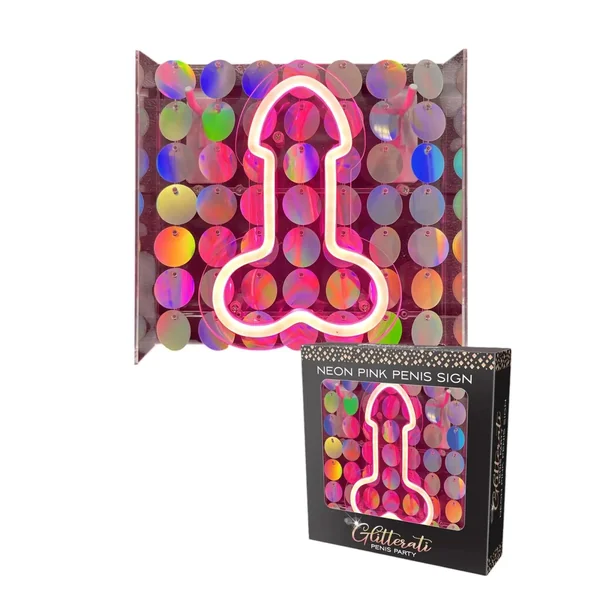 Candyprints® Glitterati Penis Party LED Neon Pink Penis Sign