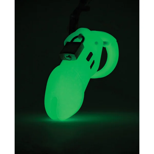 CB-6000 3 1/4" Cock Cage & Lock Set - Glow in the Dark