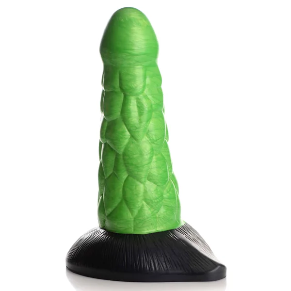 Cc - Radioactive Reptile Thick Scaly Silicone Dildo - Green