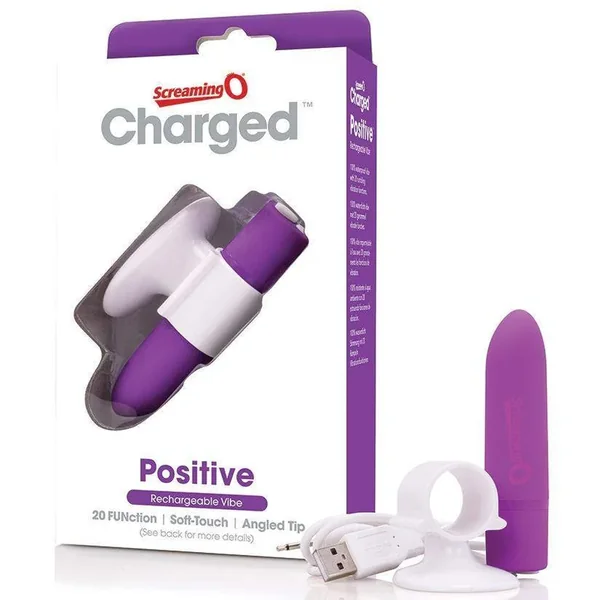 Charged Positive Rechargeable Grape Finger Vibrator | ScreamingO