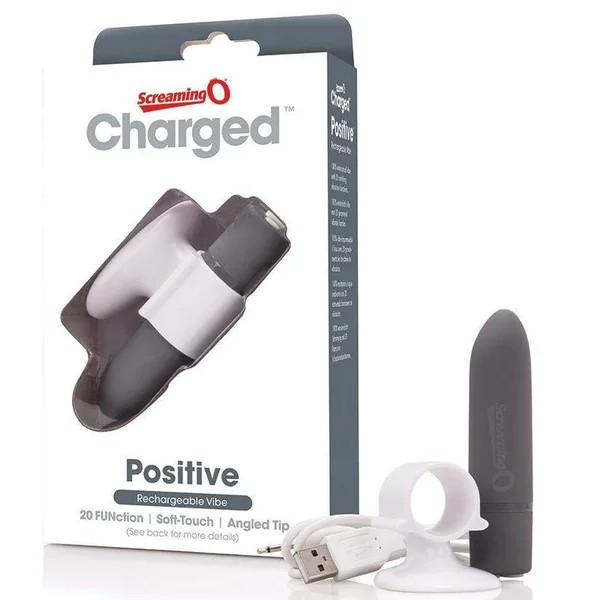 Charged Positive Rechargeable Grey Finger Vibrator | ScreamingO