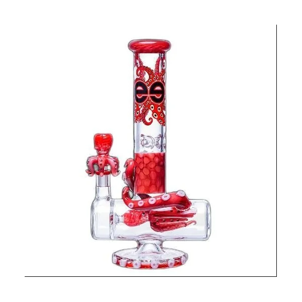 Cheech Inline Octopus Waterpipe W/ Ice Catcher Red