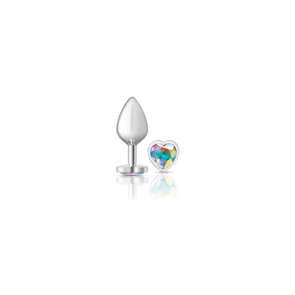 CHEEKY CHARMS HEART CLEAR IRIDESCENT MEDIUM SILVER PLUG