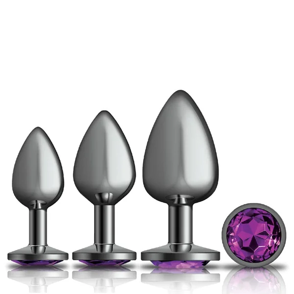 Cheeky Charms - Metal Butt Plug Gunmetal - Round - Deep Purple - Kit - Preorder Only