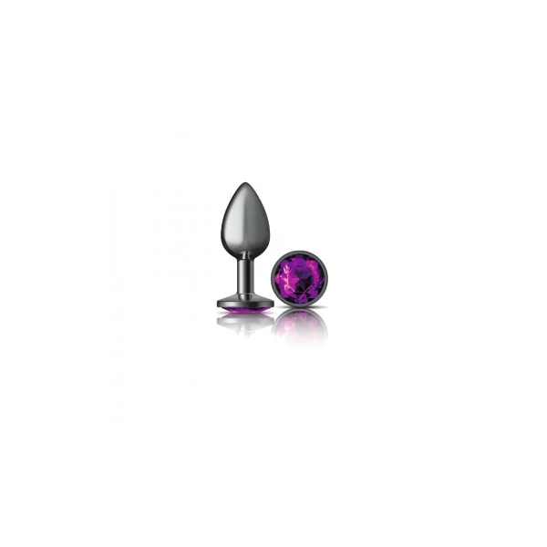 CHEEKY CHARMS ROUND PURPLE SMALL GUNMETAL BUTT PLUG