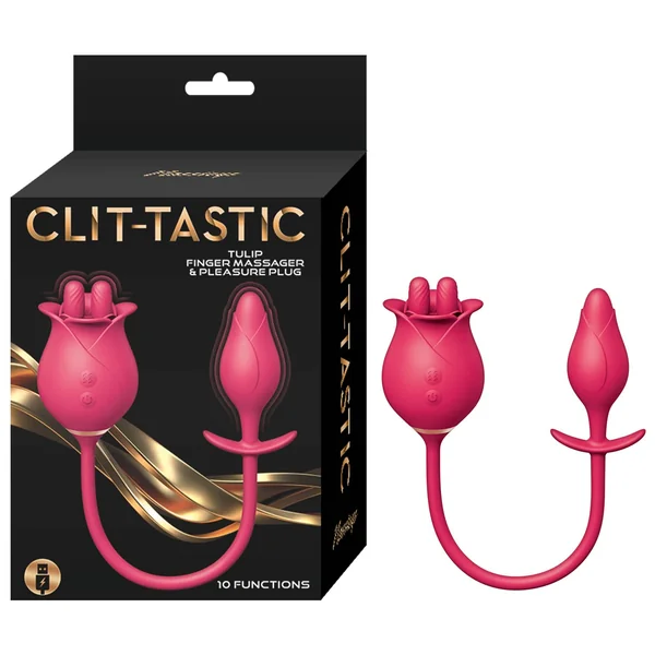 CLIT-TASTIC TULIP FINGER MASSAGER & PLUG RED