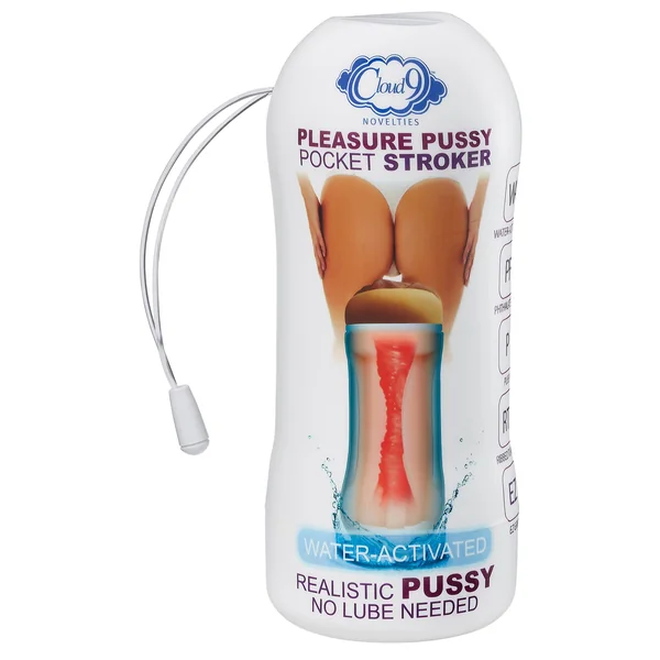 CLOUD 9 PLEASURE PUSSY POCKET STROKER WATER ACTIVATED TAN
