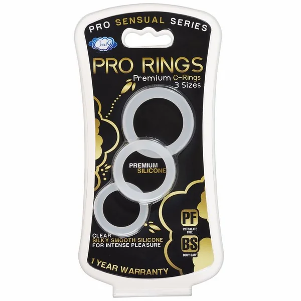 CLOUD 9 PRO SENSUAL SILICONE COCK RING 3 PACK CLEAR