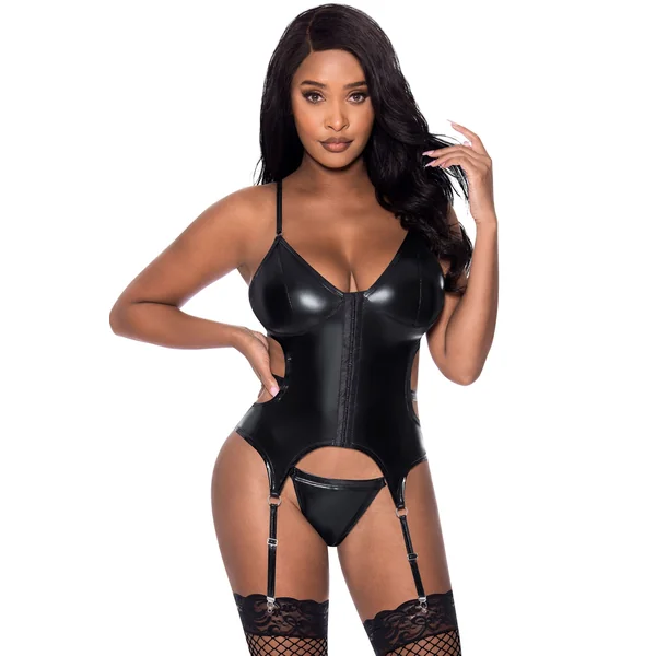 CLUB CANDY BASQUE & CHEEKY PANTY BLACK L/XL