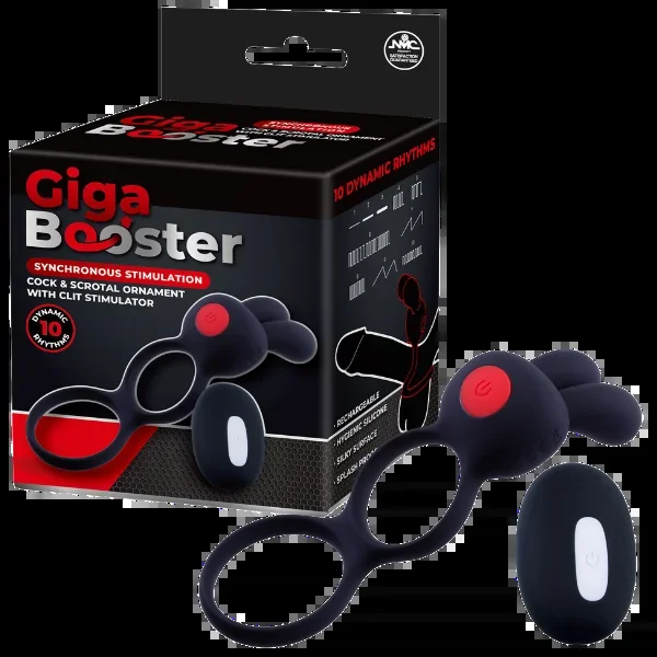 Cock & Scrotal Ornament with Clit Stimulator (Black)