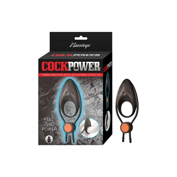 Cockpower Vibrating Ring w/Adjustable Cock Tie – Black