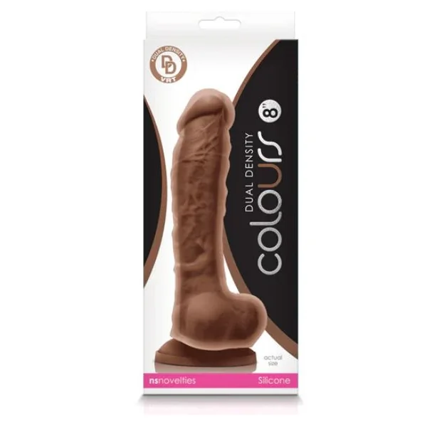 COLOURS DUAL DENSITY 8IN DILDO BROWN