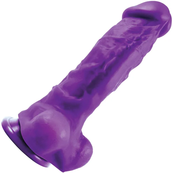 Colours Pleasures Thick 8 Inch Silicone Suction Cup Dildo - Purple