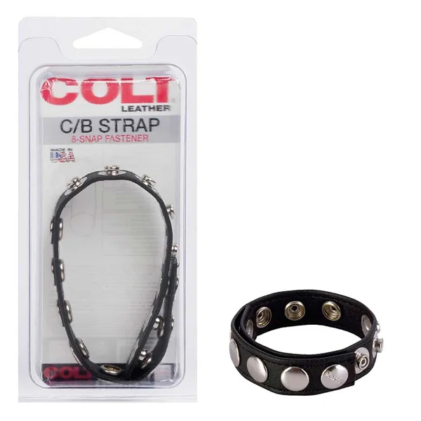 COLT Adjustable Leather Cock Ring | 8 Snap Fastener Strap