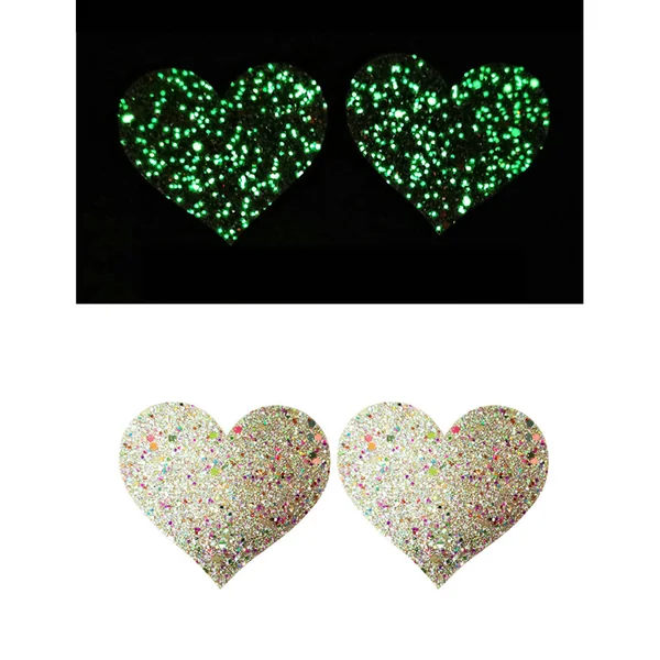 ComeOn Dear – Nipple Cover – Glitter Glow In The Dark Heart