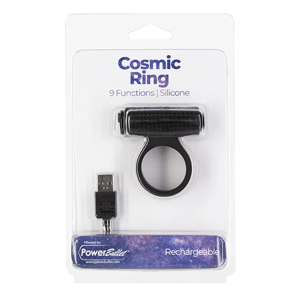 Cosmic Cock Ring W-rechargeable Bullet - 9 Functions Black