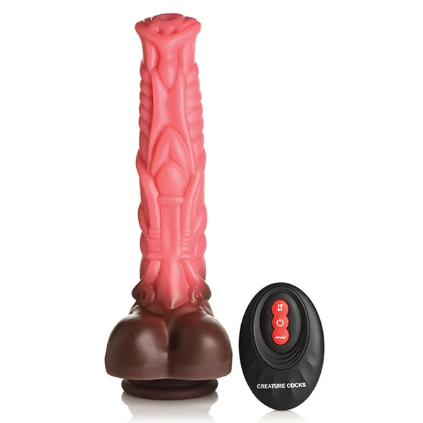 Creature Cocks Deluxe Centaur Thrusting & Vibrating Silicone Dildo w/Remote Control - Peach/Brown