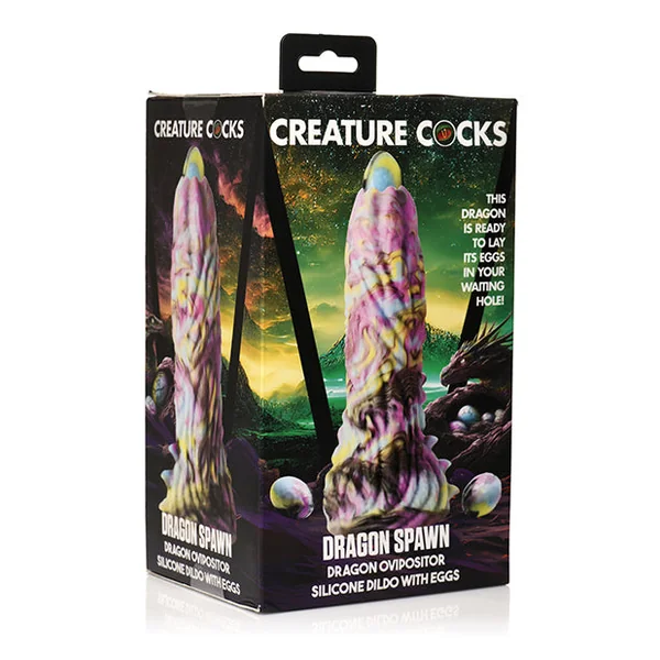 Creature Cocks Dragon Spawn Dragon Ovipositor Silicone Dildo w/Eggs - Multi Color