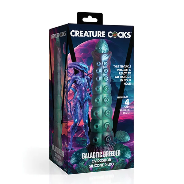 Creature Cocks Galactic Breeder Ovipositor Silicone Dildo w/Eggs - Multi Color